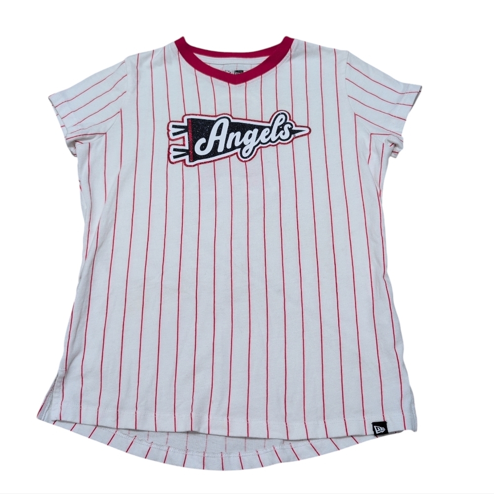 Kids Los Angeles Angels Girls Striped T-Shirt Size 10/12 - Picture 1 of 6